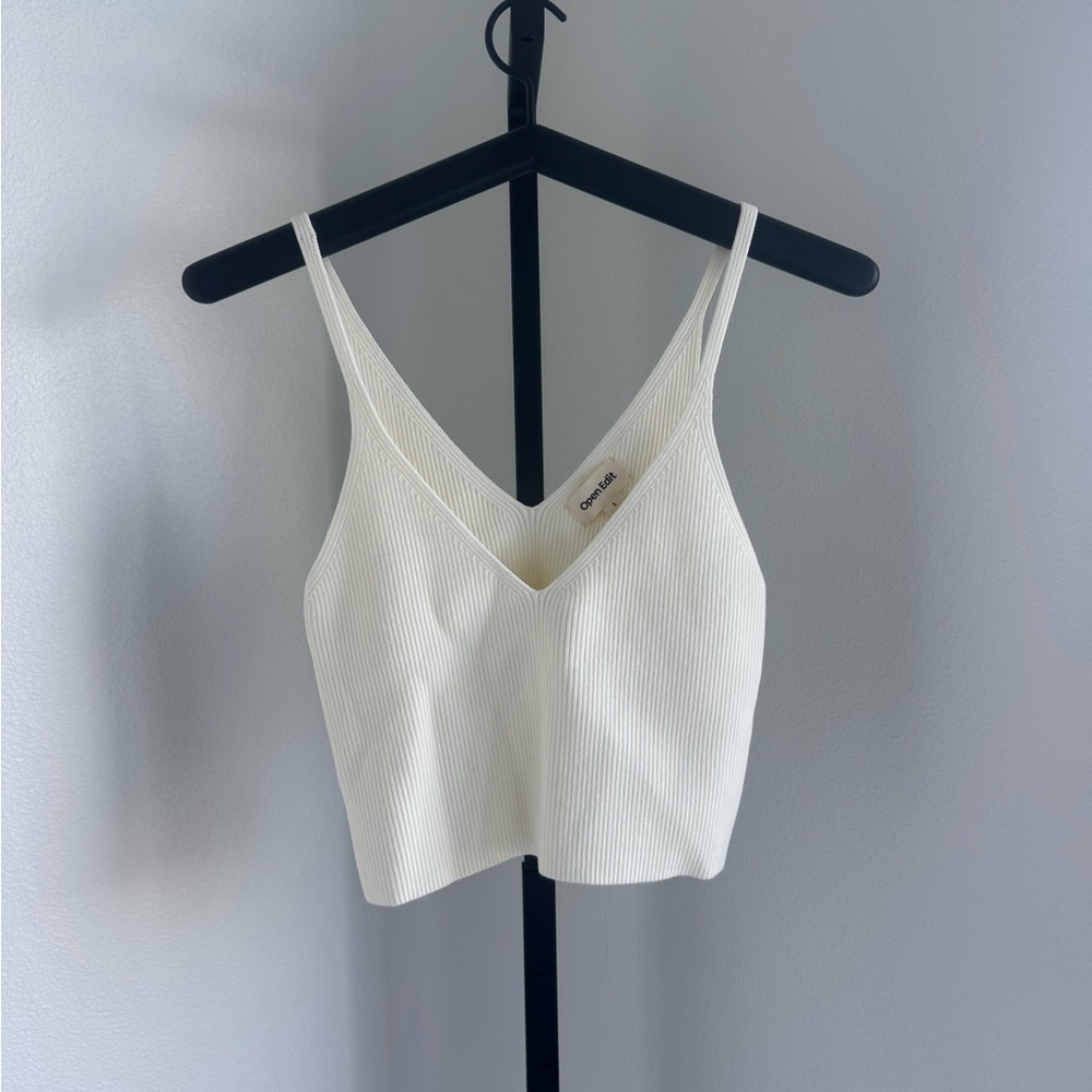 White Ribbed Crop Top